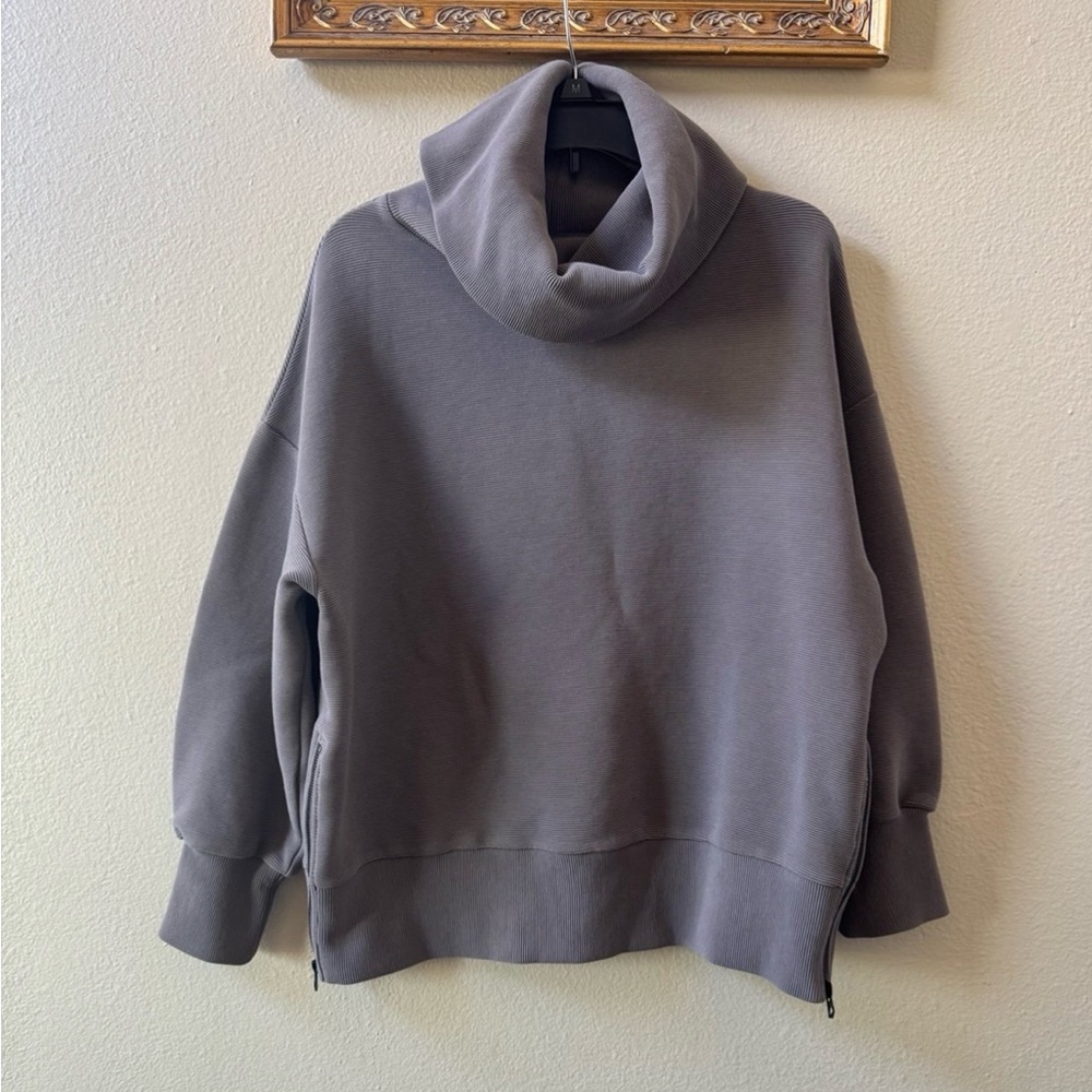 Varley Milton Cowl Neck Sweatshirt taupe sweater oversized pullover size M